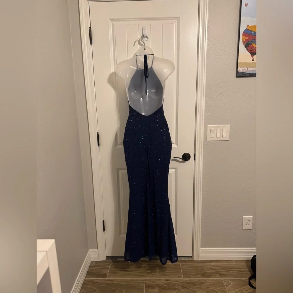 Parthea Women's Navy Sequin sparkling Bodycon Maxi Dress - Picture 5 of 5